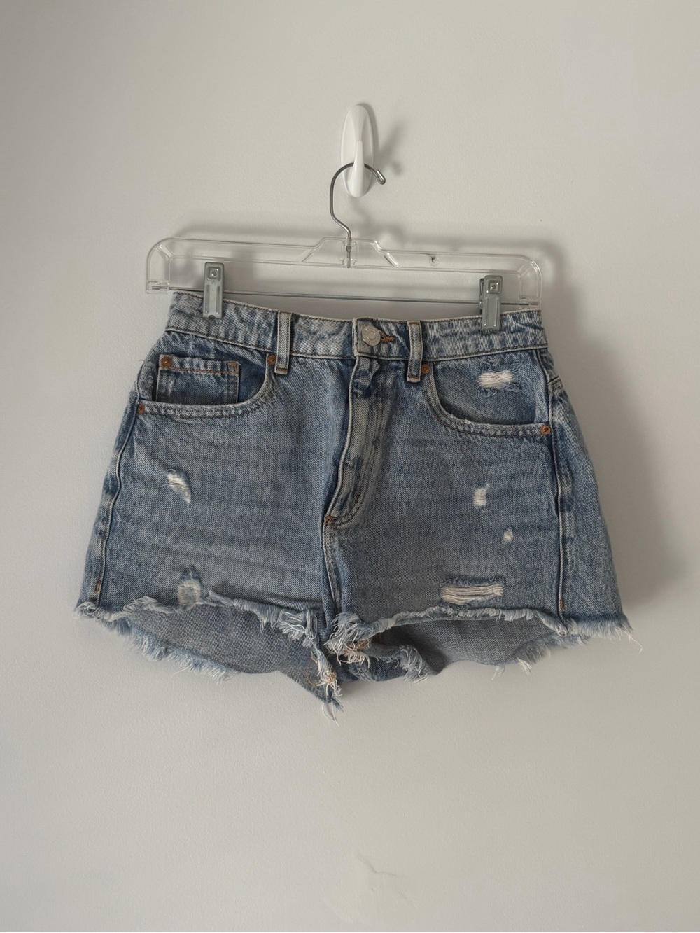 Garage Light Blue Distressed Denim Jean Shorts